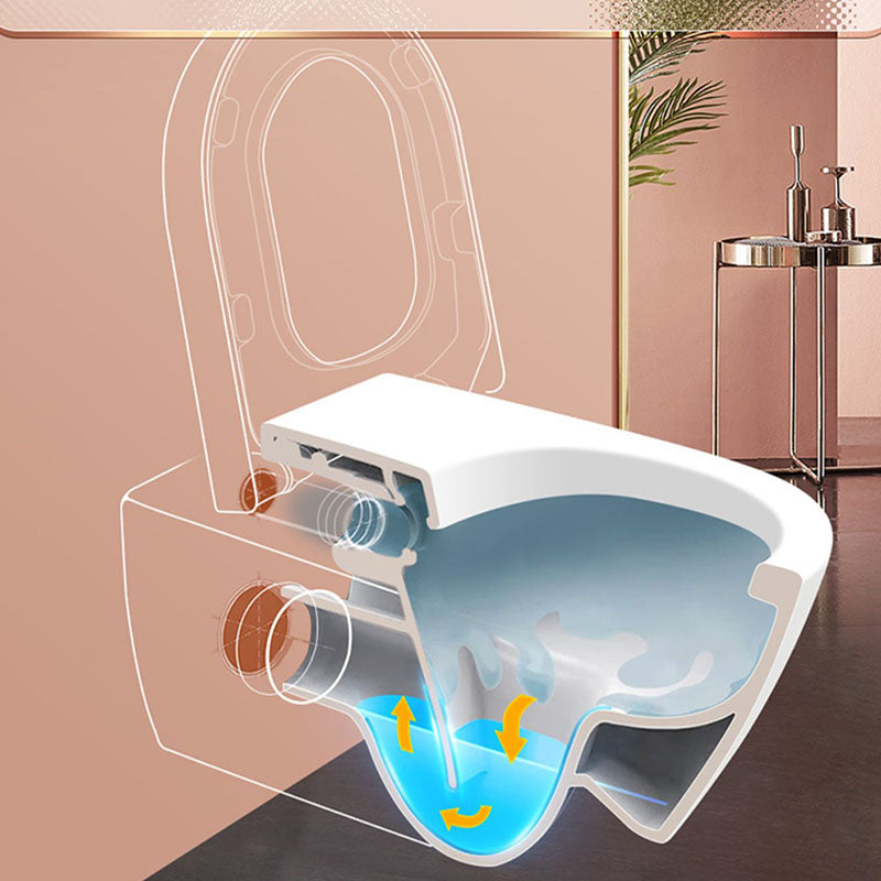 Elongated Wall Hung Toilet White Ceramic Smart Toilet Deodorizing Toilet Clearhalo 'Bathroom Remodel & Bathroom Fixtures' 'Bidets' 'Home Improvement' 'home_improvement' 'home_improvement_bidets' 'Toilets & Bidets' 7036989