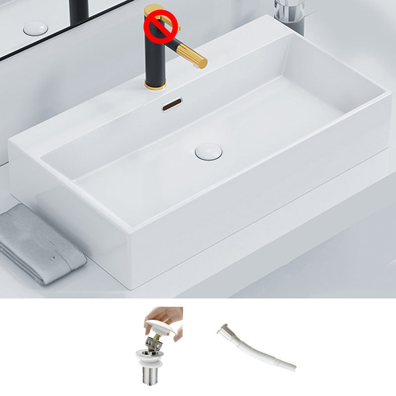 Rectangular Bathroom Sink Ceramic Modern Vessel Bathroom Sink with Faucet 30"L x 17"W x 6"H White Sink Clearhalo 'Bathroom Remodel & Bathroom Fixtures' 'Bathroom Sinks & Faucet Components' 'Bathroom Sinks' 'bathroom_sink' 'Home Improvement' 'home_improvement' 'home_improvement_bathroom_sink' 7037014
