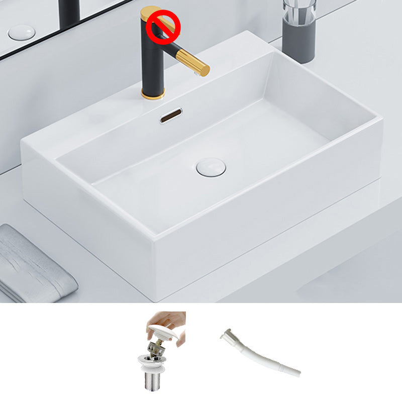 Rectangular Bathroom Sink Ceramic Modern Vessel Bathroom Sink with Faucet 24"L x 17"W x 6"H White Sink Clearhalo 'Bathroom Remodel & Bathroom Fixtures' 'Bathroom Sinks & Faucet Components' 'Bathroom Sinks' 'bathroom_sink' 'Home Improvement' 'home_improvement' 'home_improvement_bathroom_sink' 7037017