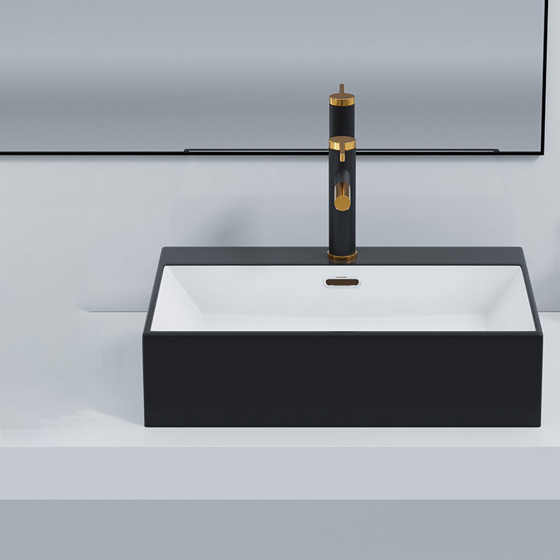 Rectangular Bathroom Sink Ceramic Modern Vessel Bathroom Sink with Faucet Clearhalo 'Bathroom Remodel & Bathroom Fixtures' 'Bathroom Sinks & Faucet Components' 'Bathroom Sinks' 'bathroom_sink' 'Home Improvement' 'home_improvement' 'home_improvement_bathroom_sink' 7037019