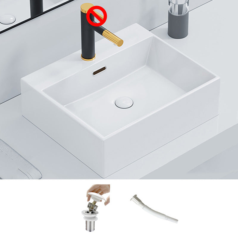 Rectangular Bathroom Sink Ceramic Modern Vessel Bathroom Sink with Faucet 20"L x 17"W x 6"H White Sink Clearhalo 'Bathroom Remodel & Bathroom Fixtures' 'Bathroom Sinks & Faucet Components' 'Bathroom Sinks' 'bathroom_sink' 'Home Improvement' 'home_improvement' 'home_improvement_bathroom_sink' 7037020