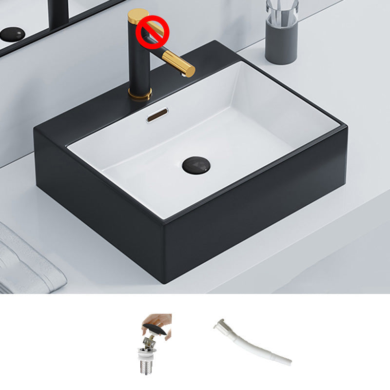 Rectangular Bathroom Sink Ceramic Modern Vessel Bathroom Sink with Faucet 20"L x 17"W x 6"H Black White Sink Clearhalo 'Bathroom Remodel & Bathroom Fixtures' 'Bathroom Sinks & Faucet Components' 'Bathroom Sinks' 'bathroom_sink' 'Home Improvement' 'home_improvement' 'home_improvement_bathroom_sink' 7037024