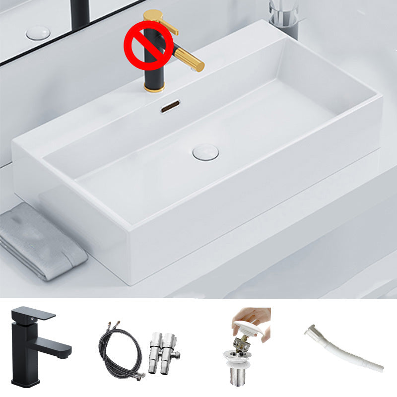 Rectangular Bathroom Sink Ceramic Modern Vessel Bathroom Sink with Faucet 30"L x 17"W x 6"H White Sink with Faucet Clearhalo 'Bathroom Remodel & Bathroom Fixtures' 'Bathroom Sinks & Faucet Components' 'Bathroom Sinks' 'bathroom_sink' 'Home Improvement' 'home_improvement' 'home_improvement_bathroom_sink' 7037026