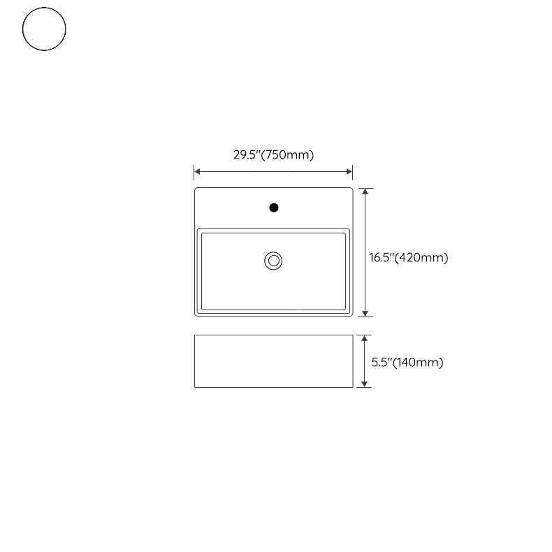 Rectangular Bathroom Sink Ceramic Modern Vessel Bathroom Sink with Faucet Clearhalo 'Bathroom Remodel & Bathroom Fixtures' 'Bathroom Sinks & Faucet Components' 'Bathroom Sinks' 'bathroom_sink' 'Home Improvement' 'home_improvement' 'home_improvement_bathroom_sink' 7037033