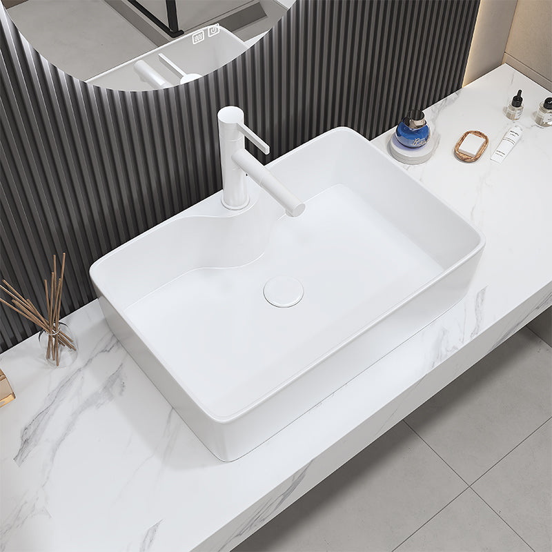 Fade Resistant Bath Sink White Rectangular Ceramic Faucet Vessel Bathroom Sink 23.6"L x 15.7"W x 5.9"H Sink with Faucet Clearhalo 'Bathroom Remodel & Bathroom Fixtures' 'Bathroom Sinks & Faucet Components' 'Bathroom Sinks' 'bathroom_sink' 'Home Improvement' 'home_improvement' 'home_improvement_bathroom_sink' 7037034