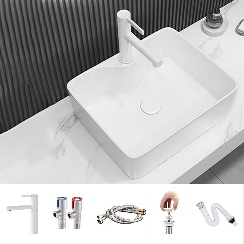 Fade Resistant Bath Sink White Rectangular Ceramic Faucet Vessel Bathroom Sink 19"L x 15"W x 6"H Sink with Faucet Clearhalo 'Bathroom Remodel & Bathroom Fixtures' 'Bathroom Sinks & Faucet Components' 'Bathroom Sinks' 'bathroom_sink' 'Home Improvement' 'home_improvement' 'home_improvement_bathroom_sink' 7037035