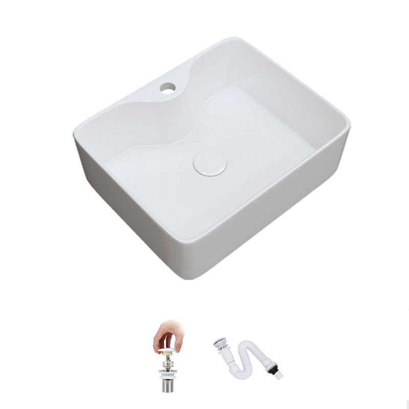 Fade Resistant Bath Sink White Rectangular Ceramic Faucet Vessel Bathroom Sink 19"L x 15"W x 6"H Sink Clearhalo 'Bathroom Remodel & Bathroom Fixtures' 'Bathroom Sinks & Faucet Components' 'Bathroom Sinks' 'bathroom_sink' 'Home Improvement' 'home_improvement' 'home_improvement_bathroom_sink' 7037036