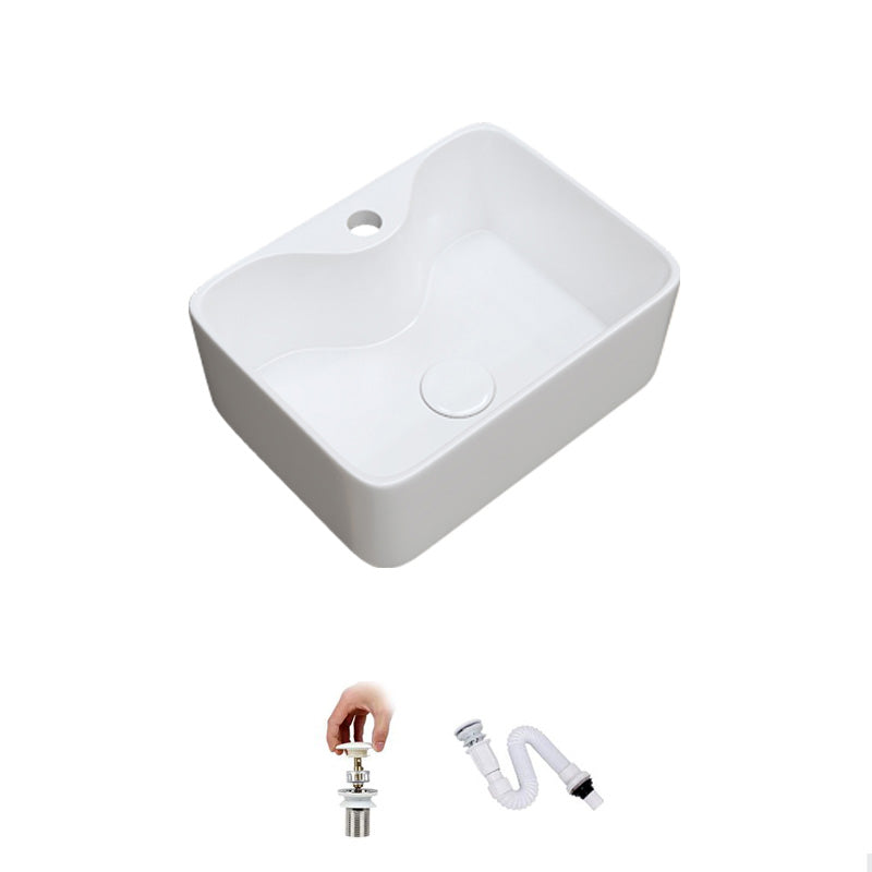 Fade Resistant Bath Sink White Rectangular Ceramic Faucet Vessel Bathroom Sink 16"L x 12"W x 6"H Sink Clearhalo 'Bathroom Remodel & Bathroom Fixtures' 'Bathroom Sinks & Faucet Components' 'Bathroom Sinks' 'bathroom_sink' 'Home Improvement' 'home_improvement' 'home_improvement_bathroom_sink' 7037042