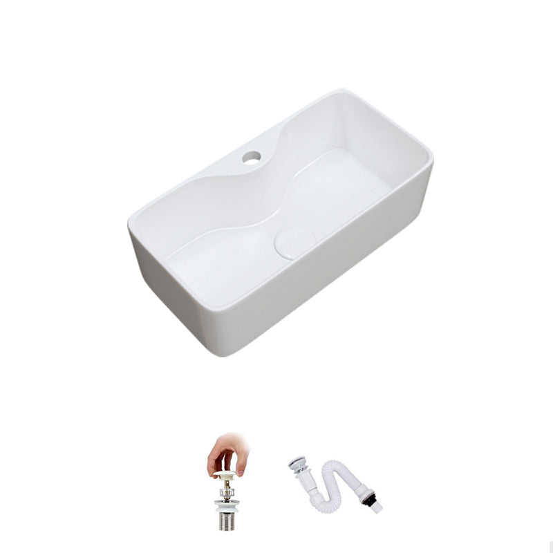 Fade Resistant Bath Sink White Rectangular Ceramic Faucet Vessel Bathroom Sink 19.7"L x 9.8"W x 5.9"H Sink Clearhalo 'Bathroom Remodel & Bathroom Fixtures' 'Bathroom Sinks & Faucet Components' 'Bathroom Sinks' 'bathroom_sink' 'Home Improvement' 'home_improvement' 'home_improvement_bathroom_sink' 7037047