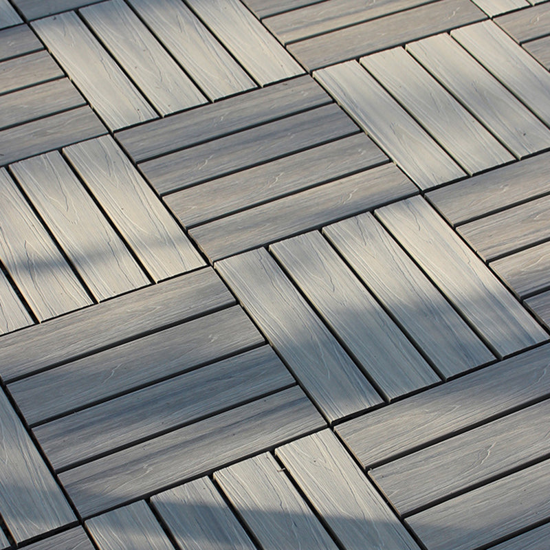 Composite Decking Tiles Interlocking Striped Pattern Patio Flooring Tiles 12"L x 12"W x 1"H Old Wood Clearhalo 'Home Improvement' 'home_improvement' 'home_improvement_outdoor_deck_tiles_planks' 'Outdoor Deck Tiles & Planks' 'Outdoor Flooring & Tile' 'Outdoor Remodel' 'outdoor_deck_tiles_planks' 7037505