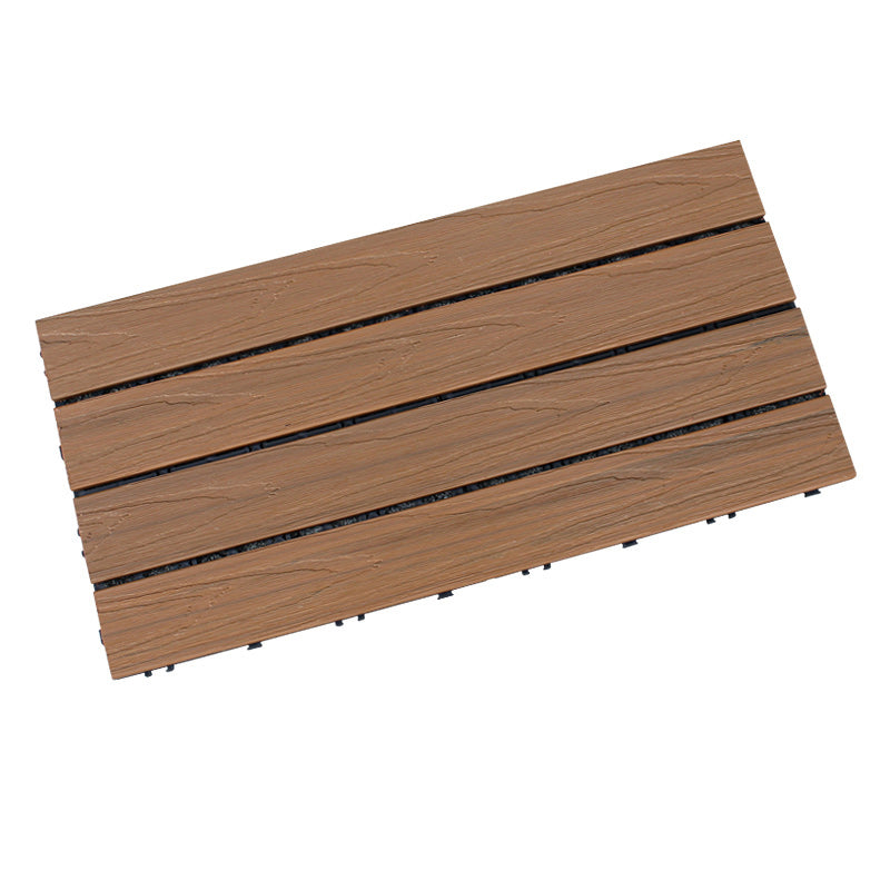 Composite Decking Tiles Interlocking Striped Pattern Patio Flooring Tiles 24"L x 12"W x 1"H Teak Clearhalo 'Home Improvement' 'home_improvement' 'home_improvement_outdoor_deck_tiles_planks' 'Outdoor Deck Tiles & Planks' 'Outdoor Flooring & Tile' 'Outdoor Remodel' 'outdoor_deck_tiles_planks' 7037514