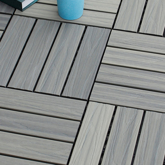 Square Decking Tiles Interlocking Striped Pattern Deck Plank - Clearhalo