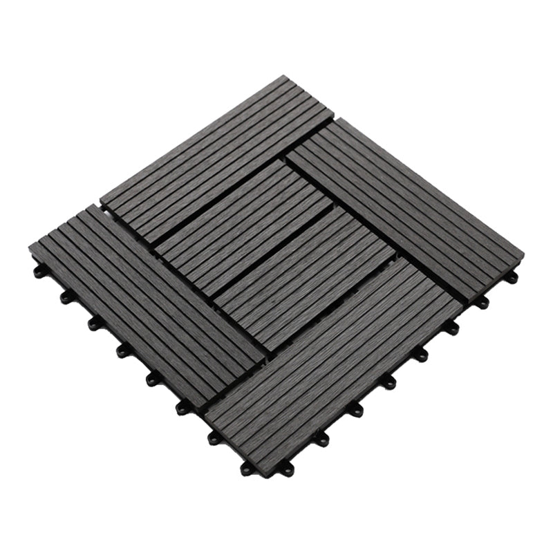Striped Pattern Decking Tiles Interlocking Tile Kit Outdoor Patio Gray Black Clearhalo 'Home Improvement' 'home_improvement' 'home_improvement_outdoor_deck_tiles_planks' 'Outdoor Deck Tiles & Planks' 'Outdoor Flooring & Tile' 'Outdoor Remodel' 'outdoor_deck_tiles_planks' 7037573