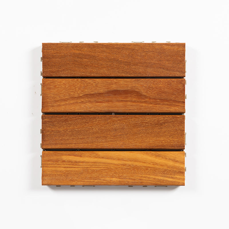 Striped Pattern Snapping Decking Tiles Composite Tile Kit Outdoor Patio 12"L x 12"W x 1"H Teak Clearhalo 'Home Improvement' 'home_improvement' 'home_improvement_outdoor_deck_tiles_planks' 'Outdoor Deck Tiles & Planks' 'Outdoor Flooring & Tile' 'Outdoor Remodel' 'outdoor_deck_tiles_planks' 7037616