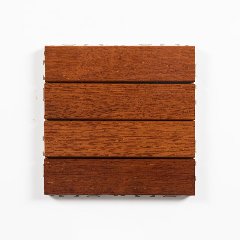 Striped Pattern Snapping Decking Tiles Composite Tile Kit Outdoor Patio 12"L x 12"W x 1"H Dark Wood Clearhalo 'Home Improvement' 'home_improvement' 'home_improvement_outdoor_deck_tiles_planks' 'Outdoor Deck Tiles & Planks' 'Outdoor Flooring & Tile' 'Outdoor Remodel' 'outdoor_deck_tiles_planks' 7037618