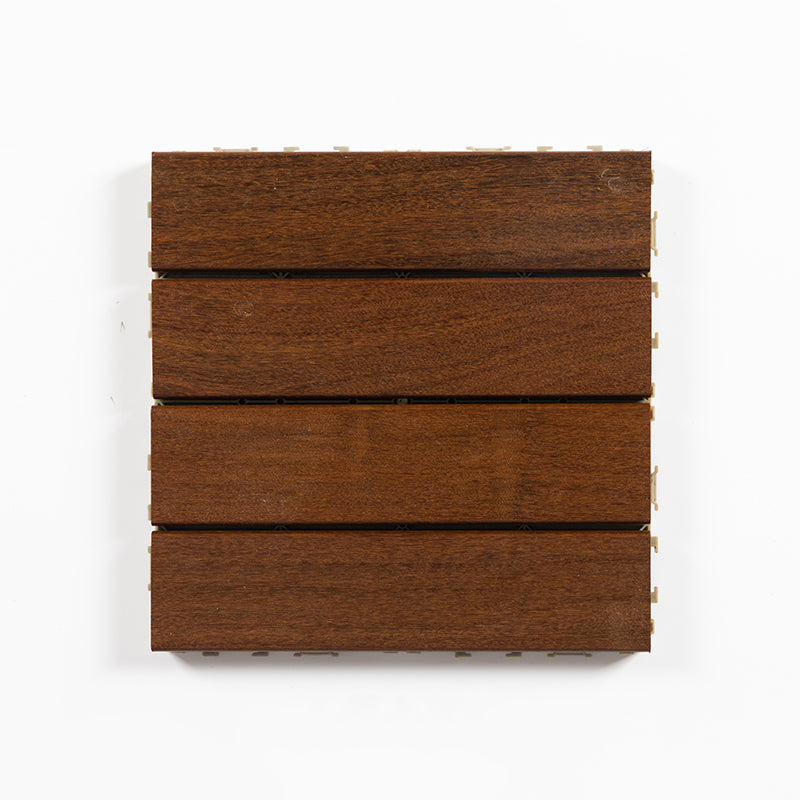 Striped Pattern Snapping Decking Tiles Composite Tile Kit Outdoor Patio 12"L x 12"W x 1"H Black Walnut Clearhalo 'Home Improvement' 'home_improvement' 'home_improvement_outdoor_deck_tiles_planks' 'Outdoor Deck Tiles & Planks' 'Outdoor Flooring & Tile' 'Outdoor Remodel' 'outdoor_deck_tiles_planks' 7037622