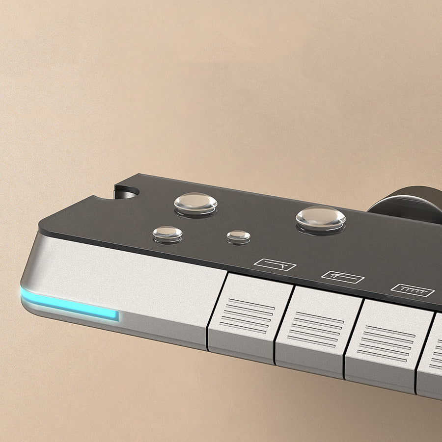 Modern Style Wall Mounted Shower Combo with Thermostatic Shower System Clearhalo 'Bathroom Remodel & Bathroom Fixtures' 'Home Improvement' 'home_improvement' 'home_improvement_shower_faucets' 'Shower Faucets & Systems' 'shower_faucets' 'Showers & Bathtubs Plumbing' 'Showers & Bathtubs' 7037845