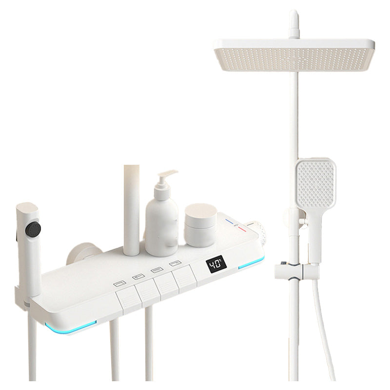 Modern Style Wall Mounted Shower Combo with Thermostatic Shower System Clearhalo 'Bathroom Remodel & Bathroom Fixtures' 'Home Improvement' 'home_improvement' 'home_improvement_shower_faucets' 'Shower Faucets & Systems' 'shower_faucets' 'Showers & Bathtubs Plumbing' 'Showers & Bathtubs' 7037848