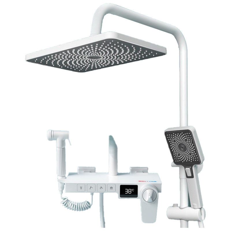 Wall Mounted Shower Combo Adjustable Spray Pattern Shower System with Thermostatic White-Gray Thermostatic Digital Display Included Clearhalo 'Bathroom Remodel & Bathroom Fixtures' 'Home Improvement' 'home_improvement' 'home_improvement_shower_faucets' 'Shower Faucets & Systems' 'shower_faucets' 'Showers & Bathtubs Plumbing' 'Showers & Bathtubs' 7037857