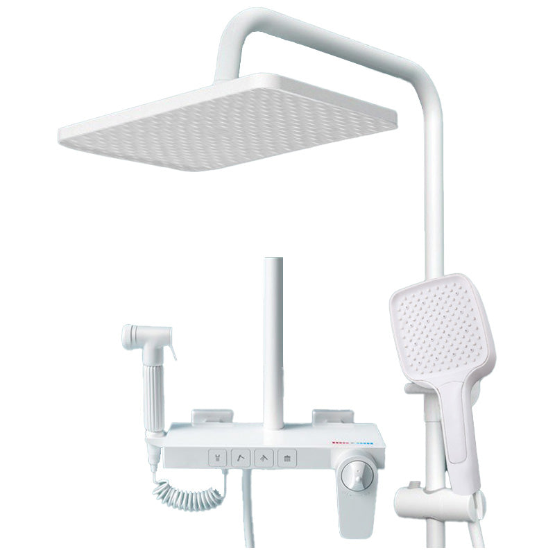 Wall Mounted Shower Combo Adjustable Spray Pattern Shower System with Thermostatic White Temperature Control Digital Display Not Included Clearhalo 'Bathroom Remodel & Bathroom Fixtures' 'Home Improvement' 'home_improvement' 'home_improvement_shower_faucets' 'Shower Faucets & Systems' 'shower_faucets' 'Showers & Bathtubs Plumbing' 'Showers & Bathtubs' 7037859