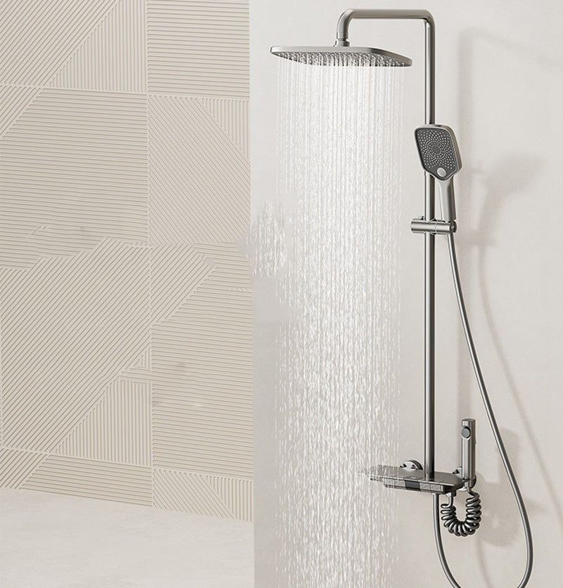 Modern Shower Trim Brass Adjustable Spray Pattern Thermostatic Shower Set Clearhalo 'Bathroom Remodel & Bathroom Fixtures' 'Home Improvement' 'home_improvement' 'home_improvement_shower_faucets' 'Shower Faucets & Systems' 'shower_faucets' 'Showers & Bathtubs Plumbing' 'Showers & Bathtubs' 7037881