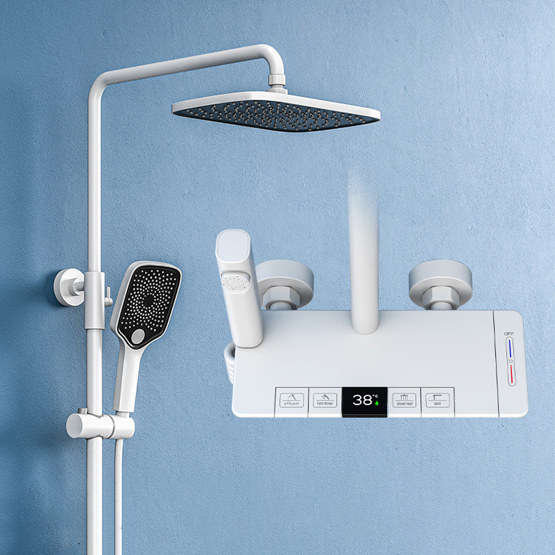 Modern Shower Trim Brass Adjustable Spray Pattern Thermostatic Shower Set White 4 Temperature Control Clearhalo 'Bathroom Remodel & Bathroom Fixtures' 'Home Improvement' 'home_improvement' 'home_improvement_shower_faucets' 'Shower Faucets & Systems' 'shower_faucets' 'Showers & Bathtubs Plumbing' 'Showers & Bathtubs' 7037882