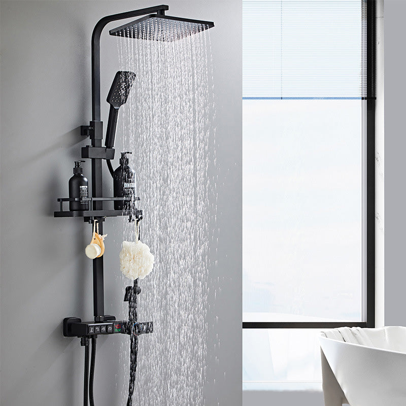 Modern Style Brass Shower System Adjustable Spray Pattern Wall Mounted Shower Combo Clearhalo 'Bathroom Remodel & Bathroom Fixtures' 'Home Improvement' 'home_improvement' 'home_improvement_shower_faucets' 'Shower Faucets & Systems' 'shower_faucets' 'Showers & Bathtubs Plumbing' 'Showers & Bathtubs' 7037909
