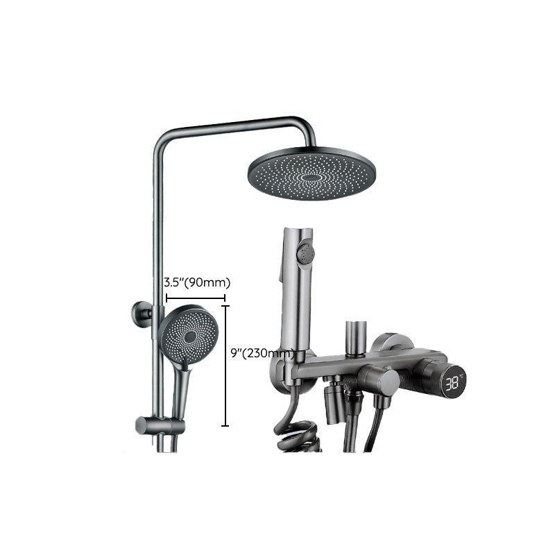 Modern Shower Faucet Brass Adjustable Spray Pattern Wall Mounted Shower Combo Clearhalo 'Bathroom Remodel & Bathroom Fixtures' 'Home Improvement' 'home_improvement' 'home_improvement_shower_faucets' 'Shower Faucets & Systems' 'shower_faucets' 'Showers & Bathtubs Plumbing' 'Showers & Bathtubs' 7037938