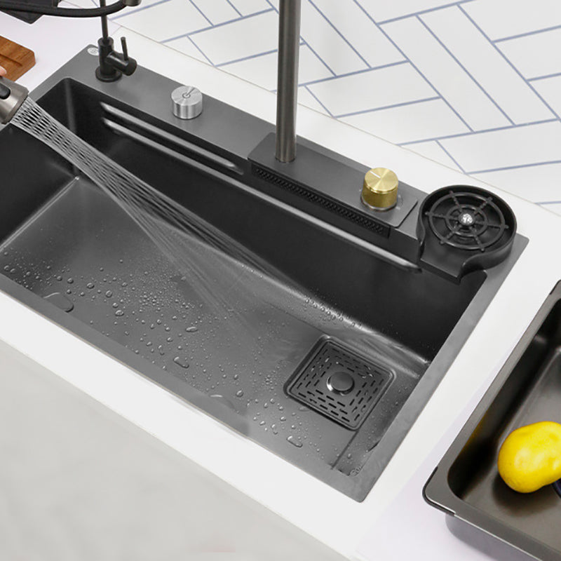 Modern Workstation Sink Stainless Steel Drop-In with Drain Strainer Kit Kitchen Sink Clearhalo 'Home Improvement' 'home_improvement' 'home_improvement_kitchen_sinks' 'Kitchen Remodel & Kitchen Fixtures' 'Kitchen Sinks & Faucet Components' 'Kitchen Sinks' 'kitchen_sinks' 7037969