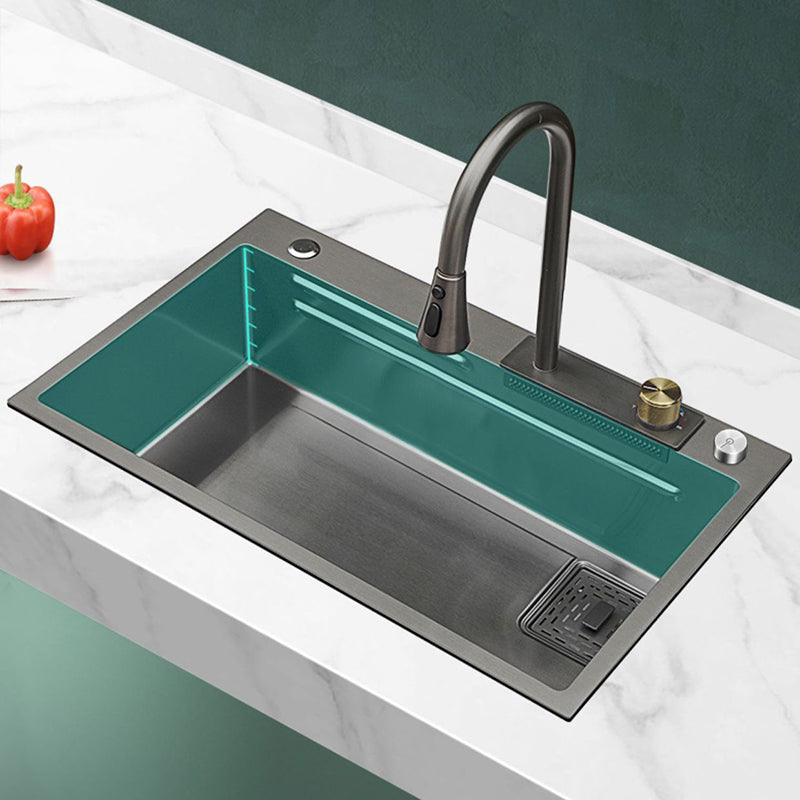 Modern Workstation Sink Stainless Steel Drop-In with Drain Strainer Kit Kitchen Sink Clearhalo 'Home Improvement' 'home_improvement' 'home_improvement_kitchen_sinks' 'Kitchen Remodel & Kitchen Fixtures' 'Kitchen Sinks & Faucet Components' 'Kitchen Sinks' 'kitchen_sinks' 7037972