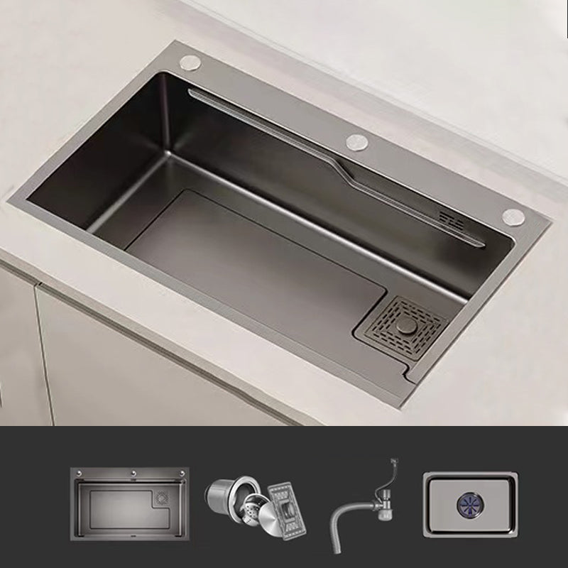 Modern Style Kitchen Sink Stainless Steel Noise-cancelling Drop-In Kitchen Sink Sink Only None Clearhalo 'Home Improvement' 'home_improvement' 'home_improvement_kitchen_sinks' 'Kitchen Remodel & Kitchen Fixtures' 'Kitchen Sinks & Faucet Components' 'Kitchen Sinks' 'kitchen_sinks' 7038018