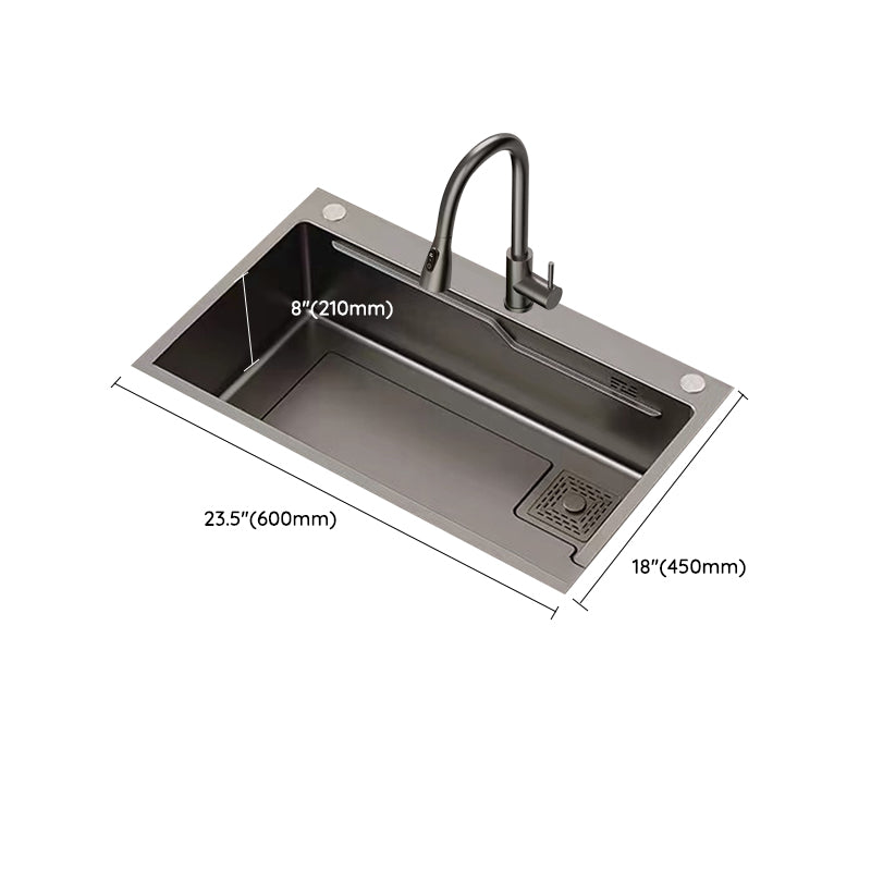 Modern Style Kitchen Sink Stainless Steel Noise-cancelling Drop-In Kitchen Sink Clearhalo 'Home Improvement' 'home_improvement' 'home_improvement_kitchen_sinks' 'Kitchen Remodel & Kitchen Fixtures' 'Kitchen Sinks & Faucet Components' 'Kitchen Sinks' 'kitchen_sinks' 7038031