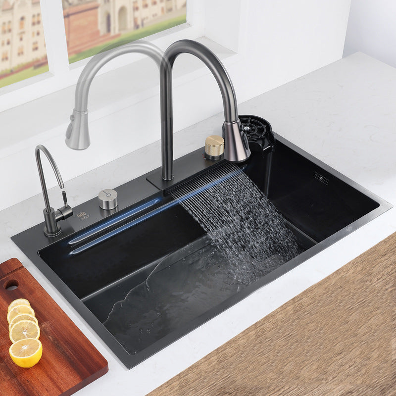 Modern Kitchen Sink Stainless Steel Noise-cancelling Drop-In Kitchen Sink with Faucet Clearhalo 'Home Improvement' 'home_improvement' 'home_improvement_kitchen_sinks' 'Kitchen Remodel & Kitchen Fixtures' 'Kitchen Sinks & Faucet Components' 'Kitchen Sinks' 'kitchen_sinks' 7038038