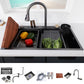 Modern Kitchen Sink Stainless Steel Noise-cancelling Drop-In Kitchen Sink with Faucet 30"L x 18"W x 9"H Sink with Faucet Pull Out Filter Dual Faucet with Knife Carrier Clearhalo 'Home Improvement' 'home_improvement' 'home_improvement_kitchen_sinks' 'Kitchen Remodel & Kitchen Fixtures' 'Kitchen Sinks & Faucet Components' 'Kitchen Sinks' 'kitchen_sinks' 7038044