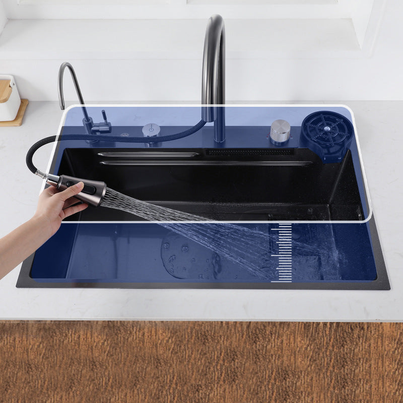 Modern Kitchen Sink Stainless Steel Noise-cancelling Drop-In Kitchen Sink with Faucet Clearhalo 'Home Improvement' 'home_improvement' 'home_improvement_kitchen_sinks' 'Kitchen Remodel & Kitchen Fixtures' 'Kitchen Sinks & Faucet Components' 'Kitchen Sinks' 'kitchen_sinks' 7038045