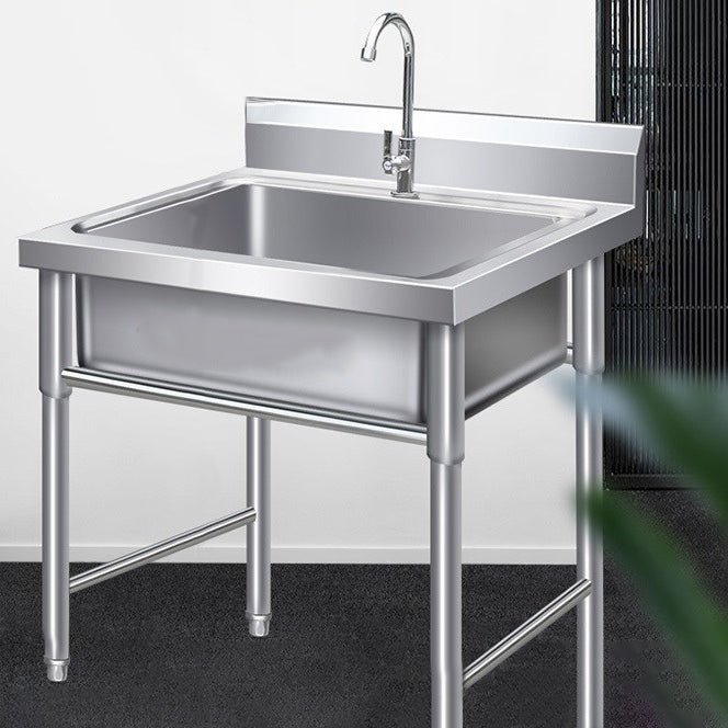 Modern Style Stainless Steel Sink with Strainer Drop-In Kitchen Sink 20"L x 20"W x 31.5"H Sink with Faucet Single Clearhalo 'Home Improvement' 'home_improvement' 'home_improvement_kitchen_sinks' 'Kitchen Remodel & Kitchen Fixtures' 'Kitchen Sinks & Faucet Components' 'Kitchen Sinks' 'kitchen_sinks' 7038063