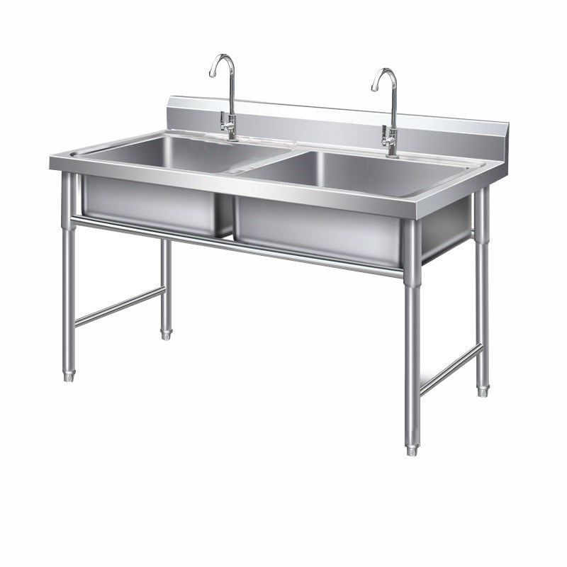 Modern Style Stainless Steel Sink with Strainer Drop-In Kitchen Sink Sink with Faucet Double Clearhalo 'Home Improvement' 'home_improvement' 'home_improvement_kitchen_sinks' 'Kitchen Remodel & Kitchen Fixtures' 'Kitchen Sinks & Faucet Components' 'Kitchen Sinks' 'kitchen_sinks' 7038064