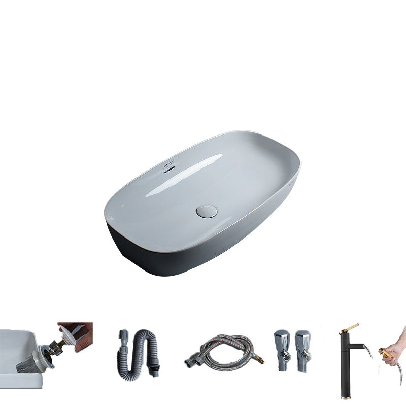 Porcelain Trough Sink Modern Simple Trough Bathroom Sink with Faucet Included Pull Out Faucet Sink with Faucet Clearhalo 'Bathroom Remodel & Bathroom Fixtures' 'Bathroom Sinks & Faucet Components' 'Bathroom Sinks' 'bathroom_sink' 'Home Improvement' 'home_improvement' 'home_improvement_bathroom_sink' 7038105