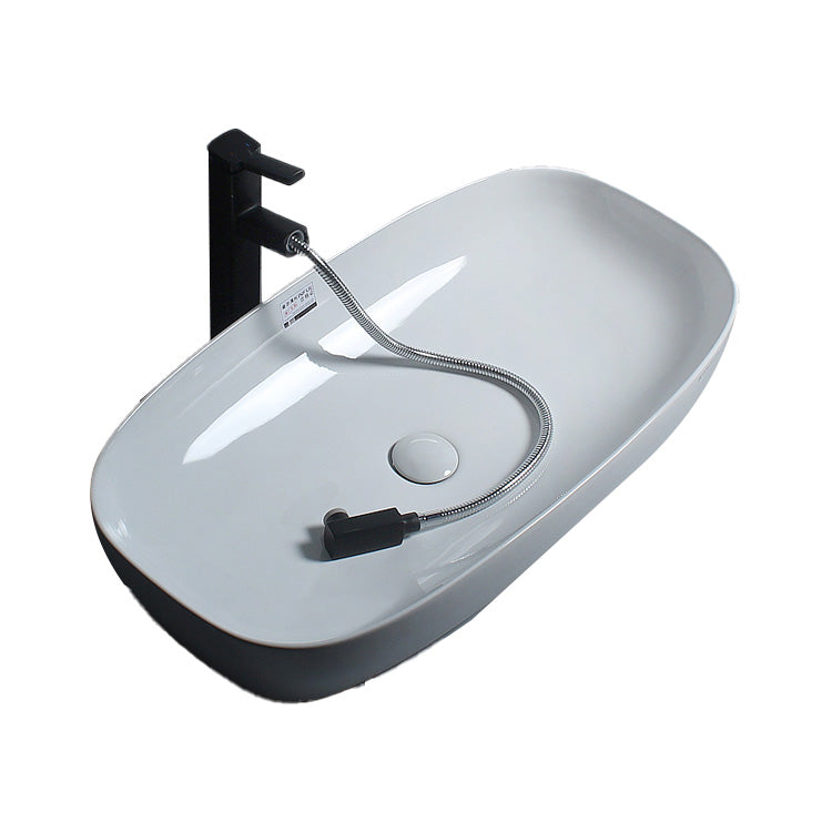 Porcelain Trough Sink Modern Simple Trough Bathroom Sink with Faucet Included Clearhalo 'Bathroom Remodel & Bathroom Fixtures' 'Bathroom Sinks & Faucet Components' 'Bathroom Sinks' 'bathroom_sink' 'Home Improvement' 'home_improvement' 'home_improvement_bathroom_sink' 7038110