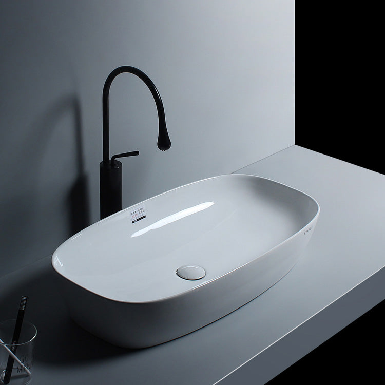 Porcelain Trough Sink Modern Simple Trough Bathroom Sink with Faucet Included Clearhalo 'Bathroom Remodel & Bathroom Fixtures' 'Bathroom Sinks & Faucet Components' 'Bathroom Sinks' 'bathroom_sink' 'Home Improvement' 'home_improvement' 'home_improvement_bathroom_sink' 7038113