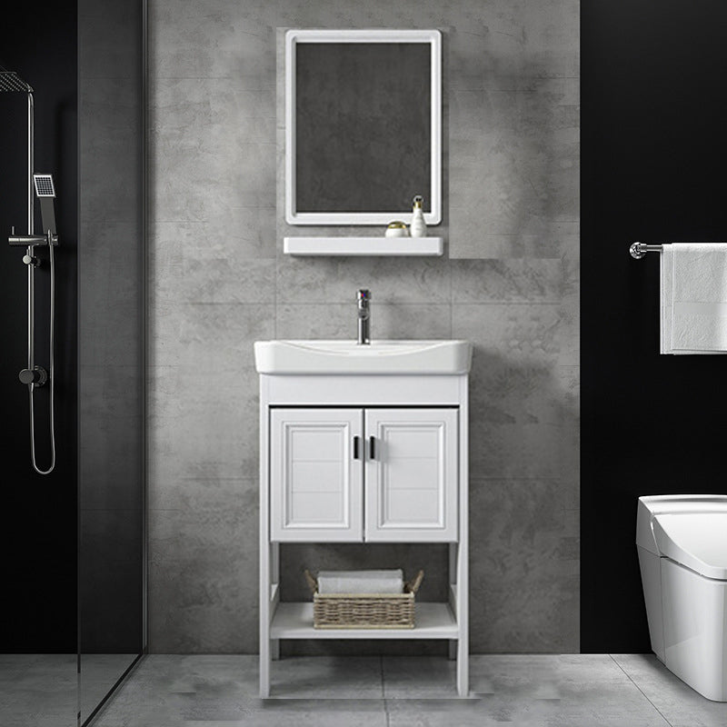 Bathroom Sink Vanity Drawers Doors Mirror Shelf Storage Vanity with Faucet Vanity & Faucet & Mirrors 20"L x 14"W x 33"H Clearhalo 'Bathroom Remodel & Bathroom Fixtures' 'Bathroom Vanities' 'bathroom_vanities' 'Home Improvement' 'home_improvement' 'home_improvement_bathroom_vanities' 7038389