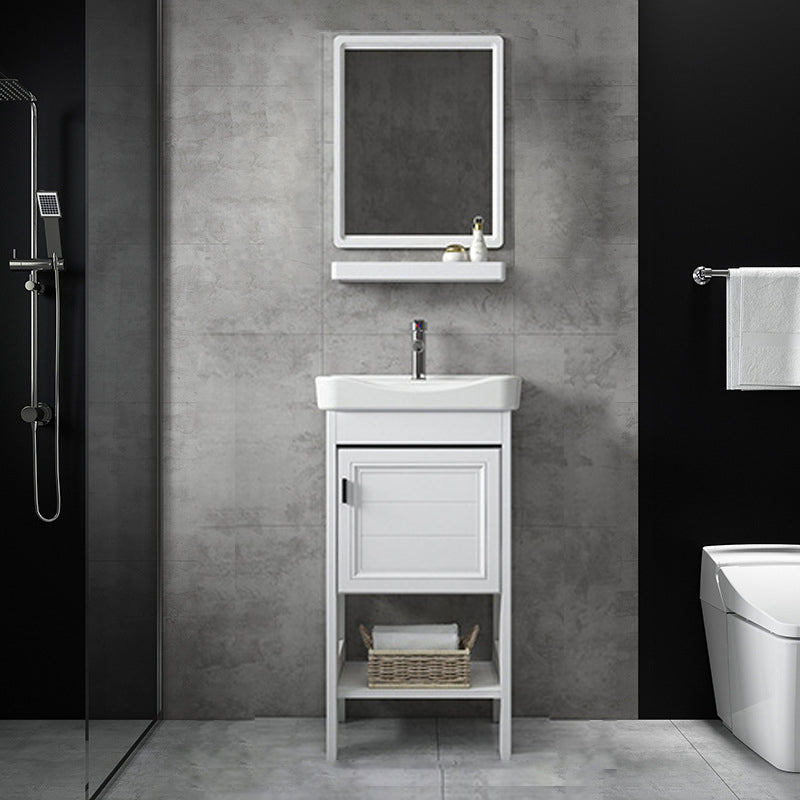 Bathroom Sink Vanity Drawers Doors Mirror Shelf Storage Vanity with Faucet Vanity & Faucet & Mirrors 17"L x 14"W x 33"H Clearhalo 'Bathroom Remodel & Bathroom Fixtures' 'Bathroom Vanities' 'bathroom_vanities' 'Home Improvement' 'home_improvement' 'home_improvement_bathroom_vanities' 7038391