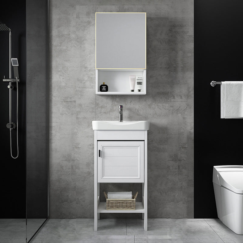 Bathroom Sink Vanity Drawers Doors Mirror Shelf Storage Vanity with Faucet Vanity & Faucet & Mirror Cabinet 17"L x 14"W x 33"H Clearhalo 'Bathroom Remodel & Bathroom Fixtures' 'Bathroom Vanities' 'bathroom_vanities' 'Home Improvement' 'home_improvement' 'home_improvement_bathroom_vanities' 7038393