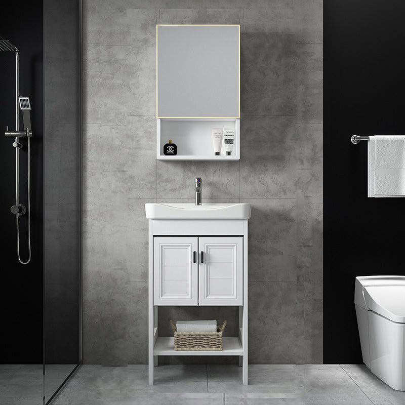 Bathroom Sink Vanity Drawers Doors Mirror Shelf Storage Vanity with Faucet Vanity & Faucet & Mirror Cabinet 20"L x 14"W x 33"H Clearhalo 'Bathroom Remodel & Bathroom Fixtures' 'Bathroom Vanities' 'bathroom_vanities' 'Home Improvement' 'home_improvement' 'home_improvement_bathroom_vanities' 7038395