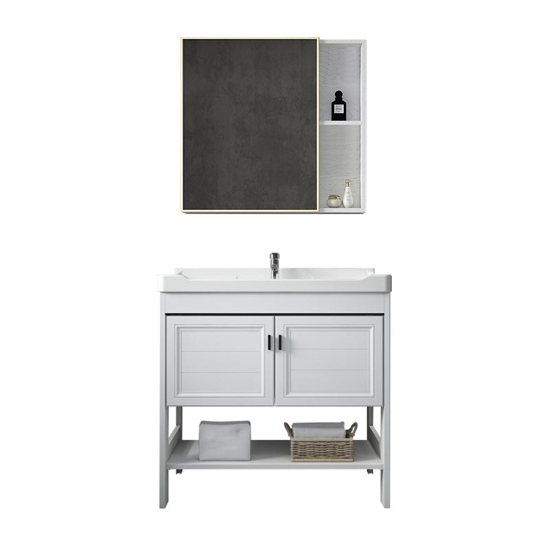 Bathroom Sink Vanity Drawers Doors Mirror Shelf Storage Vanity with Faucet Clearhalo 'Bathroom Remodel & Bathroom Fixtures' 'Bathroom Vanities' 'bathroom_vanities' 'Home Improvement' 'home_improvement' 'home_improvement_bathroom_vanities' 7038396
