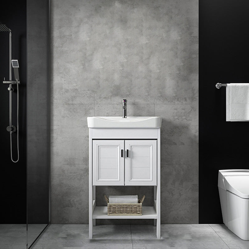 Bathroom Sink Vanity Drawers Doors Mirror Shelf Storage Vanity with Faucet Vanity & Faucet 24"L x 22"W x 33"H Clearhalo 'Bathroom Remodel & Bathroom Fixtures' 'Bathroom Vanities' 'bathroom_vanities' 'Home Improvement' 'home_improvement' 'home_improvement_bathroom_vanities' 7038399