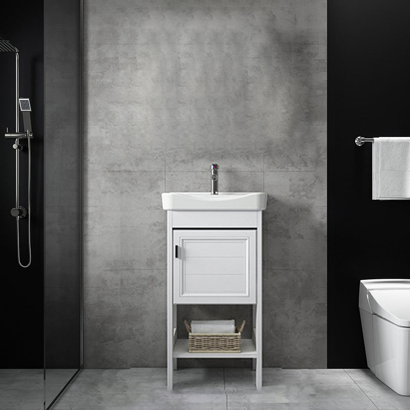 Bathroom Sink Vanity Drawers Doors Mirror Shelf Storage Vanity with Faucet 17"L x 14"W x 33"H Clearhalo 'Bathroom Remodel & Bathroom Fixtures' 'Bathroom Vanities' 'bathroom_vanities' 'Home Improvement' 'home_improvement' 'home_improvement_bathroom_vanities' 7038401