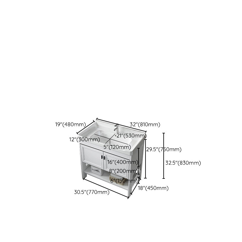 Bathroom Sink Vanity Drawers Doors Mirror Shelf Storage Vanity with Faucet Clearhalo 'Bathroom Remodel & Bathroom Fixtures' 'Bathroom Vanities' 'bathroom_vanities' 'Home Improvement' 'home_improvement' 'home_improvement_bathroom_vanities' 7038405