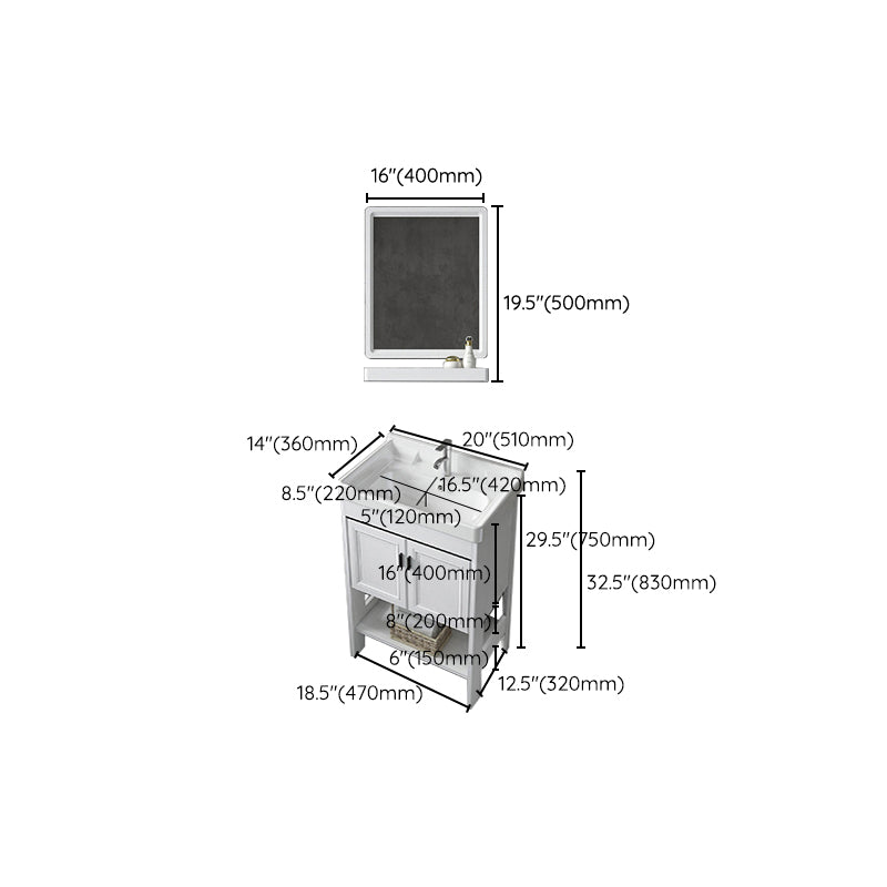Bathroom Sink Vanity Drawers Doors Mirror Shelf Storage Vanity with Faucet Clearhalo 'Bathroom Remodel & Bathroom Fixtures' 'Bathroom Vanities' 'bathroom_vanities' 'Home Improvement' 'home_improvement' 'home_improvement_bathroom_vanities' 7038407