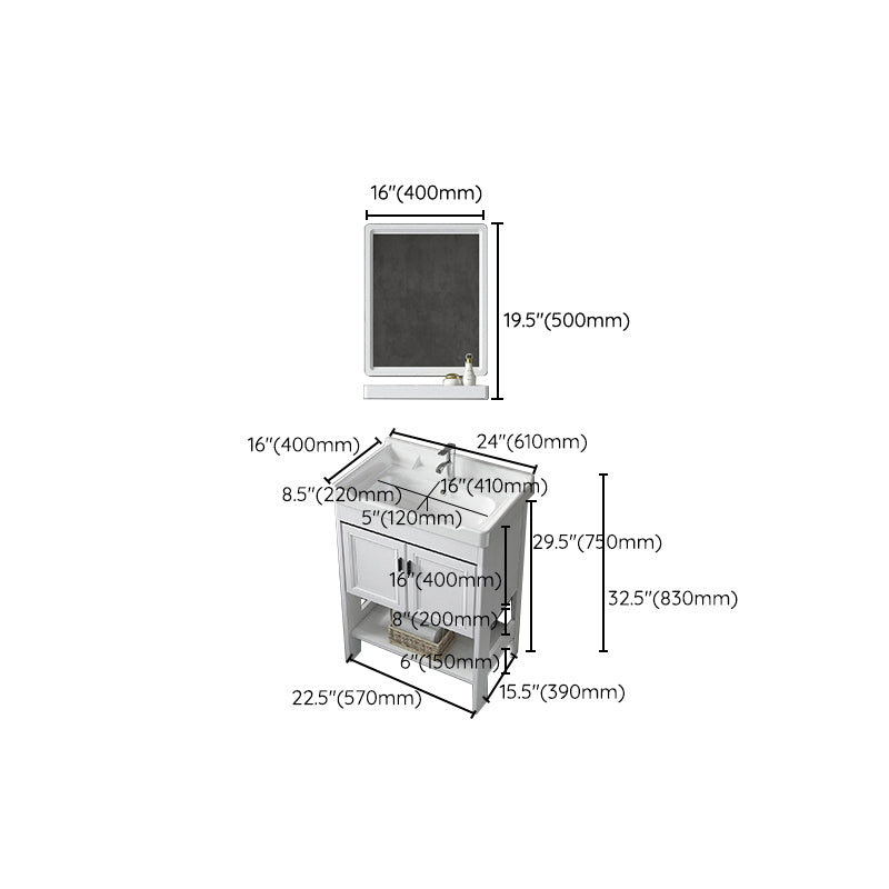 Bathroom Sink Vanity Drawers Doors Mirror Shelf Storage Vanity with Faucet Clearhalo 'Bathroom Remodel & Bathroom Fixtures' 'Bathroom Vanities' 'bathroom_vanities' 'Home Improvement' 'home_improvement' 'home_improvement_bathroom_vanities' 7038408